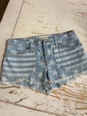 Roxy Light Blue Star & Stripe Denim Cutoff Shorts